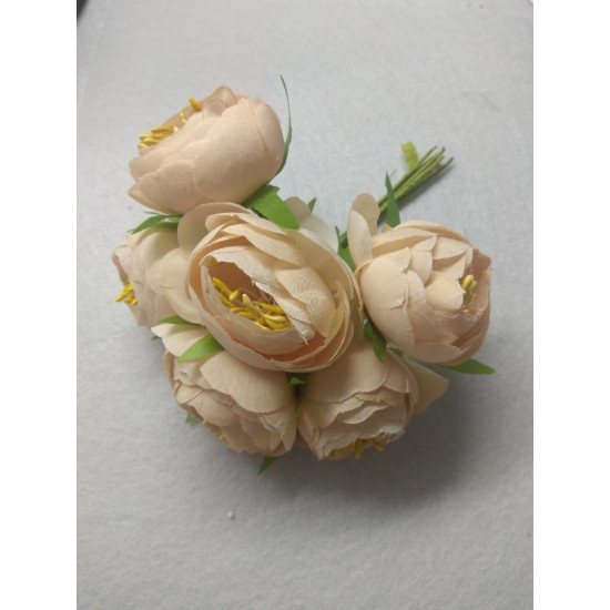 Цветы из ткани 4-4,5 см в пучках (6 шт) цв. персиковый, цена за пучок